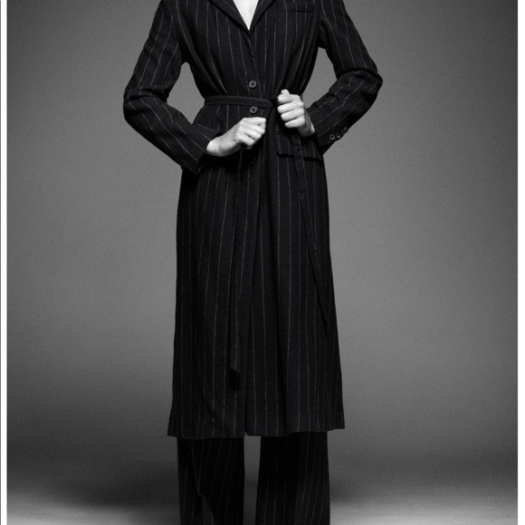 Limited edition navy wool pinstripe coat - Picture 6 of 9